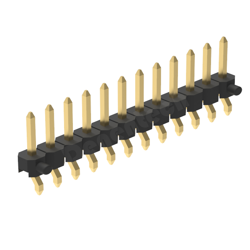 Denentech2.54mm排针单排单塑卧式SMD 2.54MM间距 单排卧式贴片排针 卧贴排针 环保针镀金纯铜卧贴针