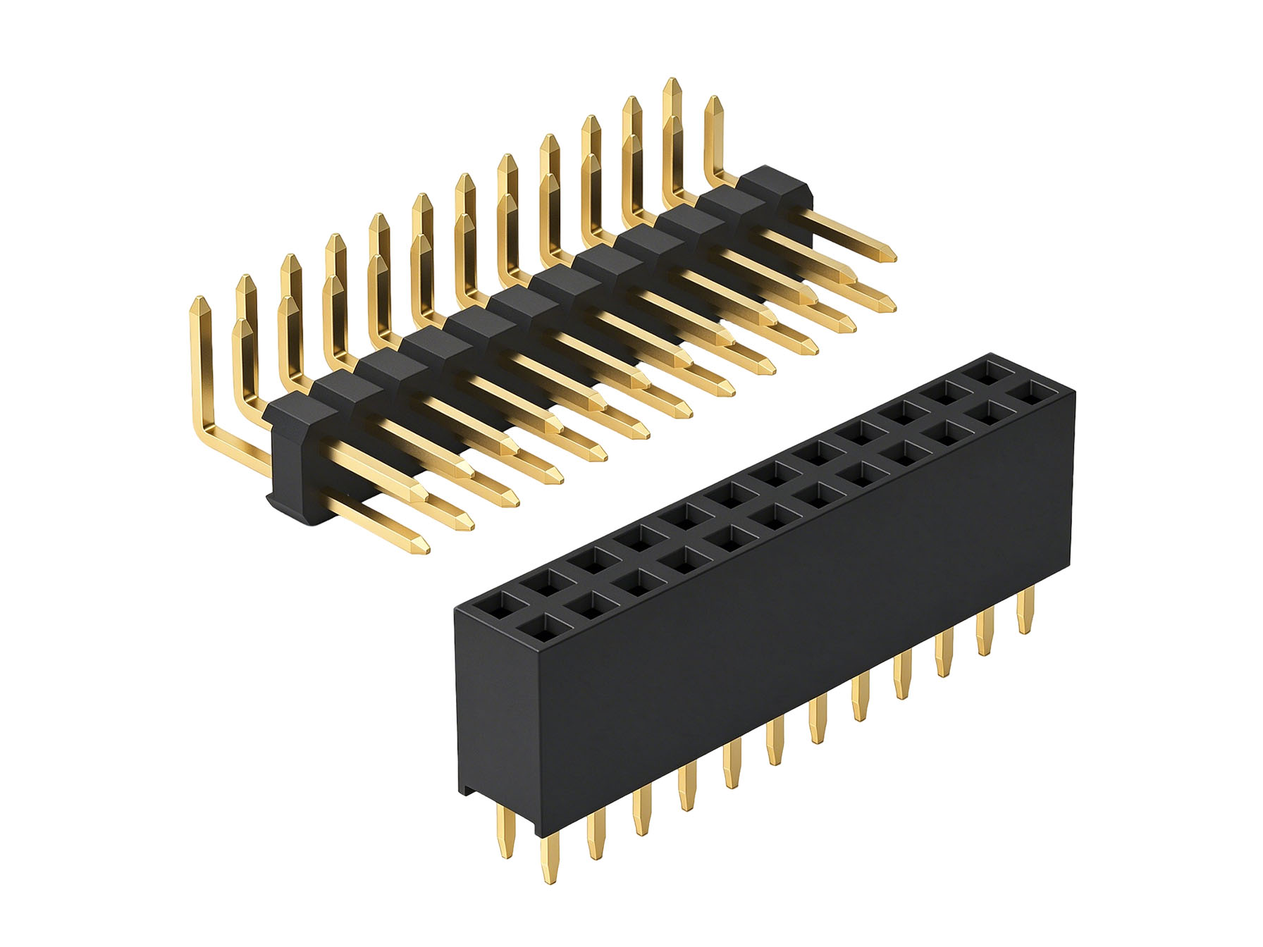 德能电子排针与排母连接器，1.27mm–2.54mm 间距