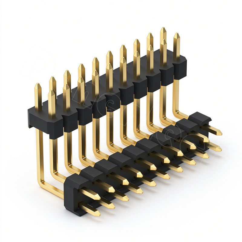 Denentech 2.54mm 间距双排中间弯排针连接器