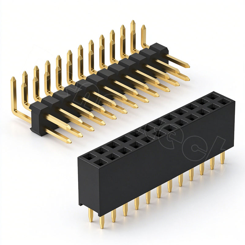 Denentech 2.54mm 间距双排排针排母连接器