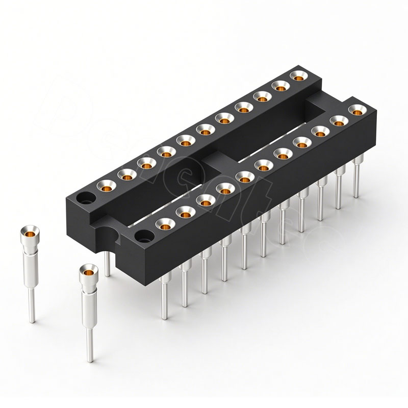 Denentech 2.54mm 间距双排直插圆孔排母连接器