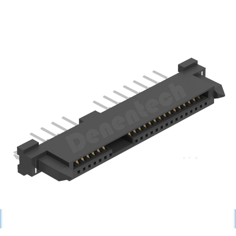 Denentech 工厂热销SATA7+15P母座H9.0180度双排脚(无隔断)插板式母座SATA接口